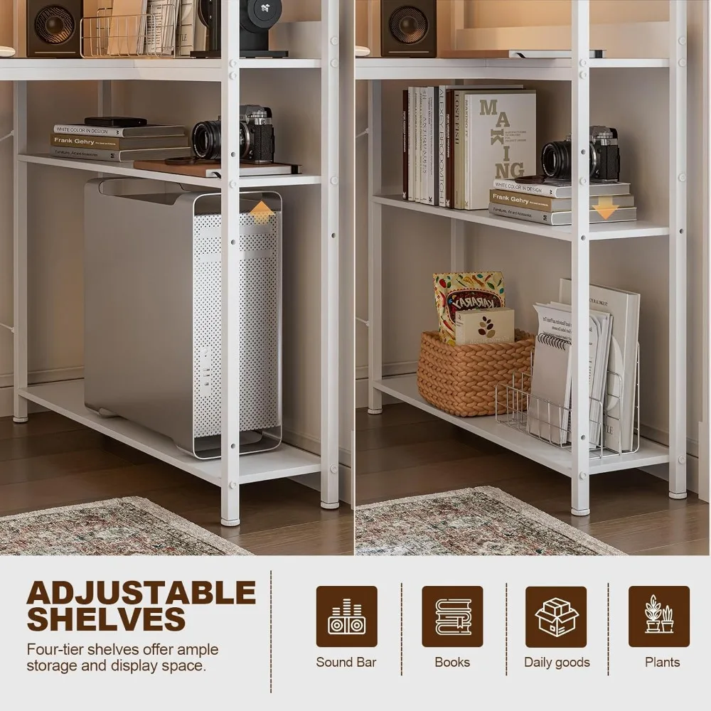 L-Shaped 40 Inch Computer Desk with Reversible Storage, Corner Office Desk for Home, Study Writing Table with Hutch