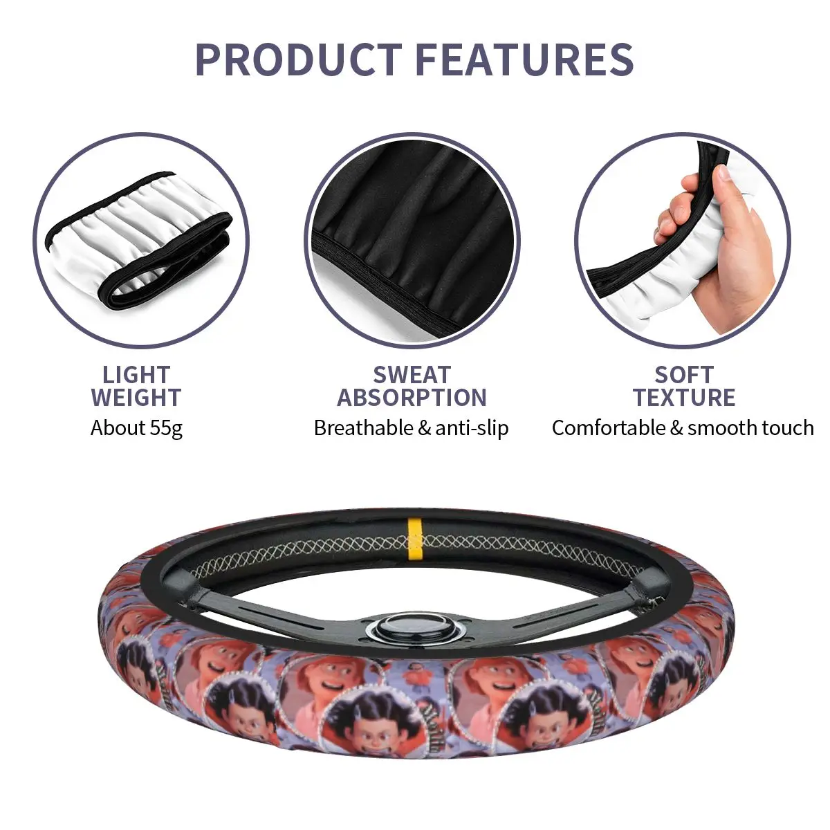 غطاء عجلة قيادة السيارة تحول الأحمر الديكور الواقي مي لي المضادة للانزلاق مخصص لوازم السيارات لمدة 14.5-15 بوصة