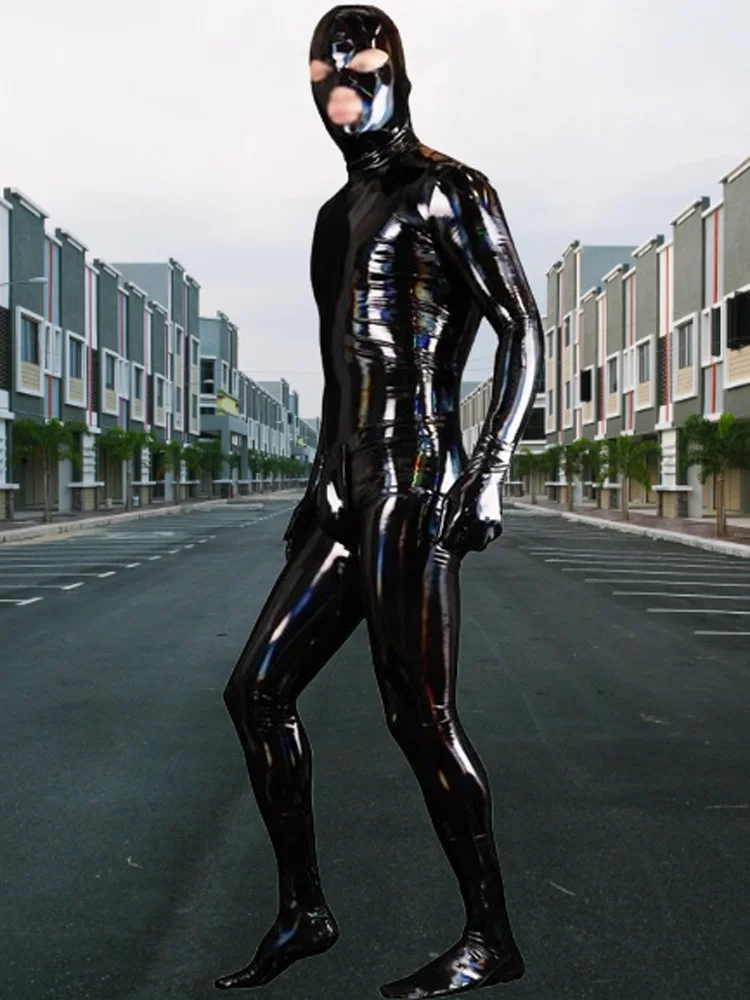 Men's Latex Ammonia Catsuit Sexy PVC Shiny Cosplay Full Body Jumpsuit High Elastic Club Zentai Man Bodysuit Sexiest Shaping Wear