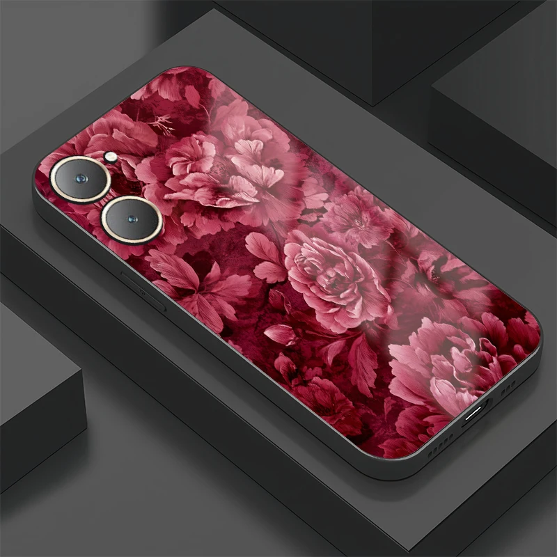 Cassa Del Telefono Per Vivo Y04 Y03 Fiore Di Modo Modello Floreale Della Copertura Per Vivo Y01 Y02S Y02T Y02A Y02 Vetro Temperato Antiurto Capa-image