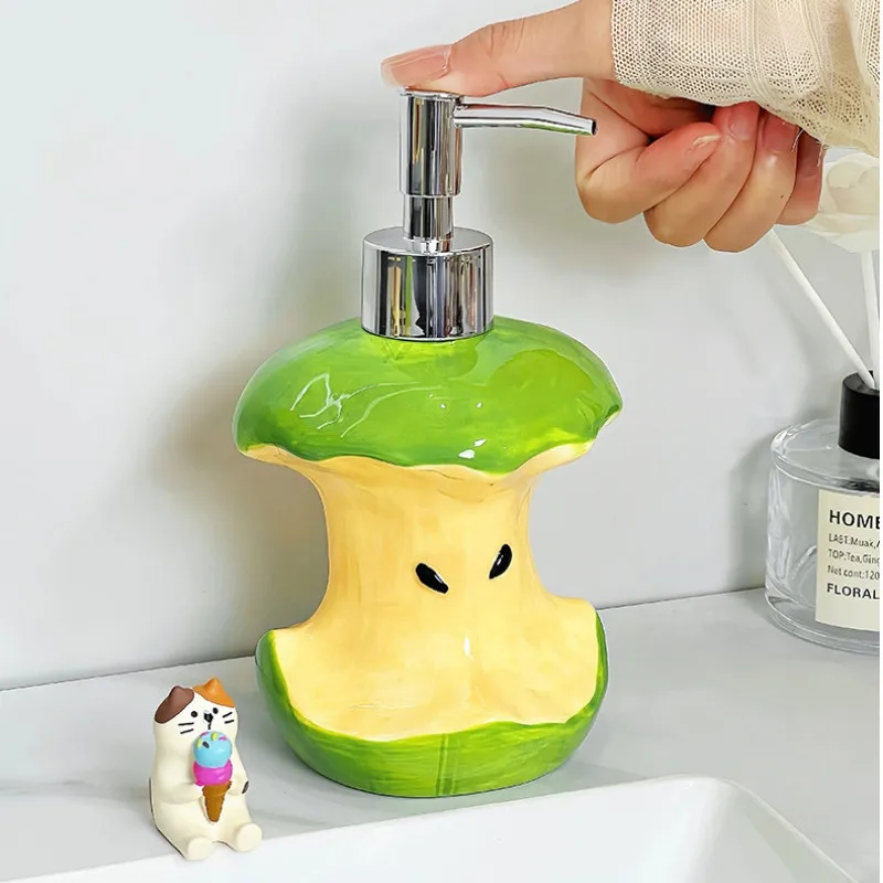 크리 에이 티브 애플 로션 빈 병 세라믹 가정용 화장실 프레스 유형 핸드 워시 샴푸 분할 항아리