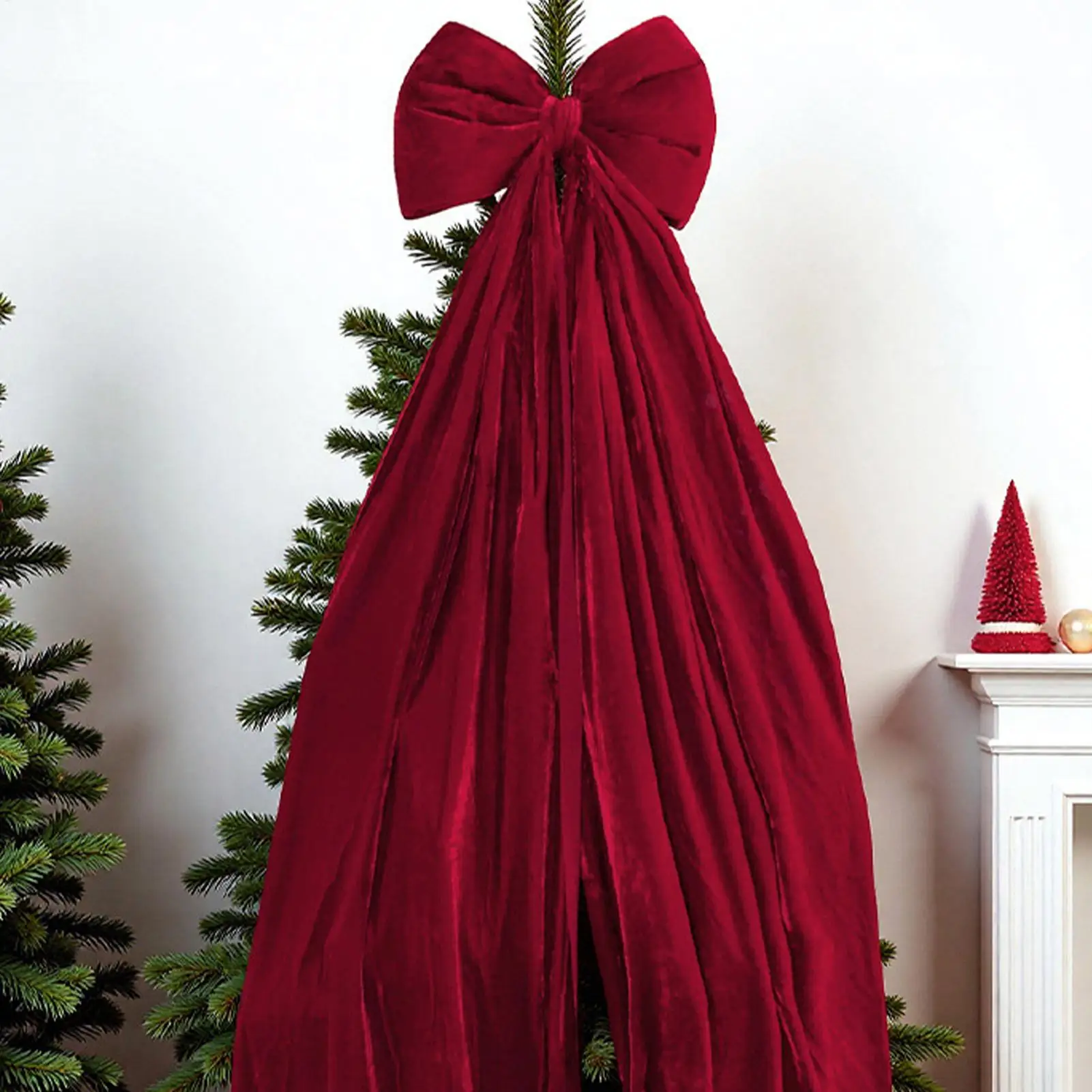 

Christmas Tree Bow Topper 70x15.7 Inch Velvet Red Topper Giant Red Christmas Bows For Holiday Party Wedding Wall Room Window