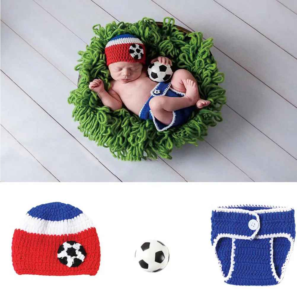 1 conjunto de roupa de futebol conjunto de fantasia de malha macia para fotografia adereços vestíveis artesanato artesanal confortável