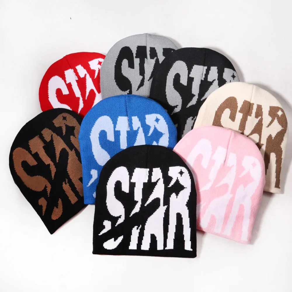 

Cool Letter STAR Beanie Y2K Cap Men Women Autumn Winter Fashion Knitted Keep Warm Hat Unisex Outdoor Skiing Cap Cycling Gift