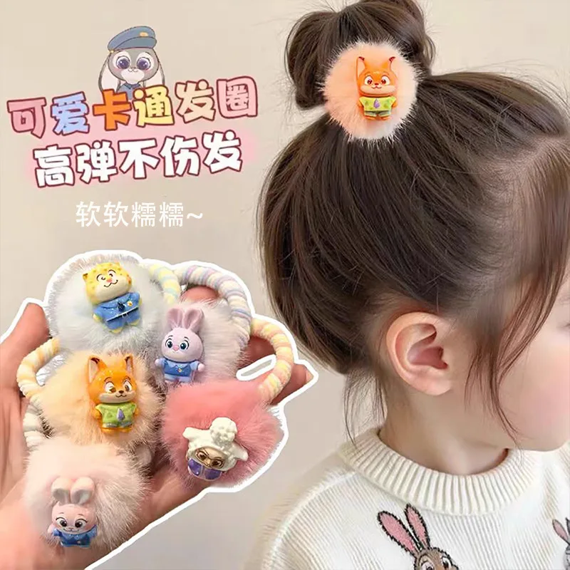 

Disney Zootopia Cute plush headband-Cute Cartoon Character Plush Tie hair elastic band, Mystery Surprise Trendy Gift for Fans