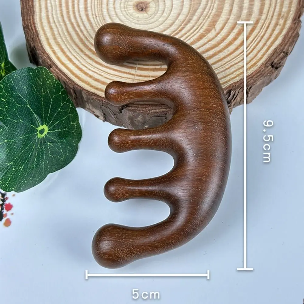 Scalp Relax Meridian Massage Comb Blood Circulation Anti-static Sandalwood Hair Comb Smooth Hair Relax Five Wide Tooth Comb