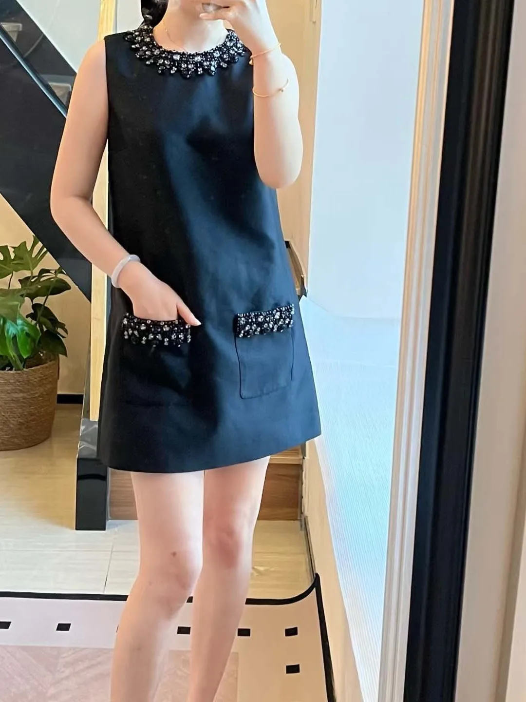 

Элегантная юбка А-силуэта с высокой талией, украшенная стразами, для осенне-зимнего сезона, модная, класса люкс