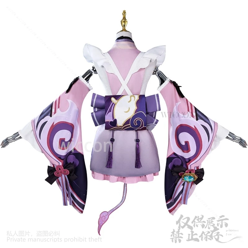 Yumemiruki Mizuki تأثيري أنيمي لعبة Genshin تأثير زي الوردي الأرجواني فستان لوليتا الباروكات لجميع القديسين عيد الميلاد كوس مخصص