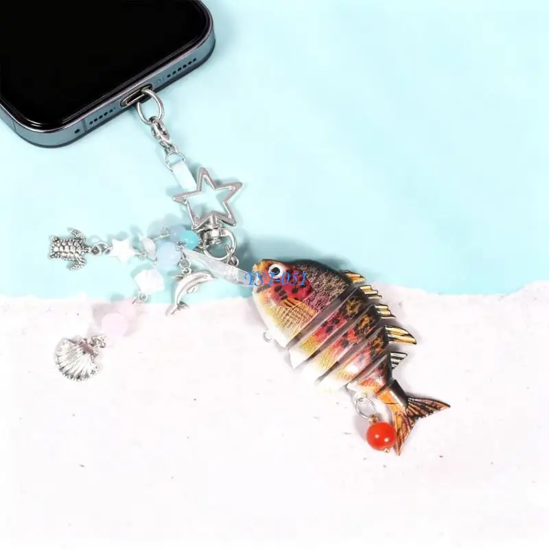 

E15A Fish Pendant Fashion Accessory Keyring Resin Alloy Texture Pendant Perfect for Youthful Adults and Friend Present