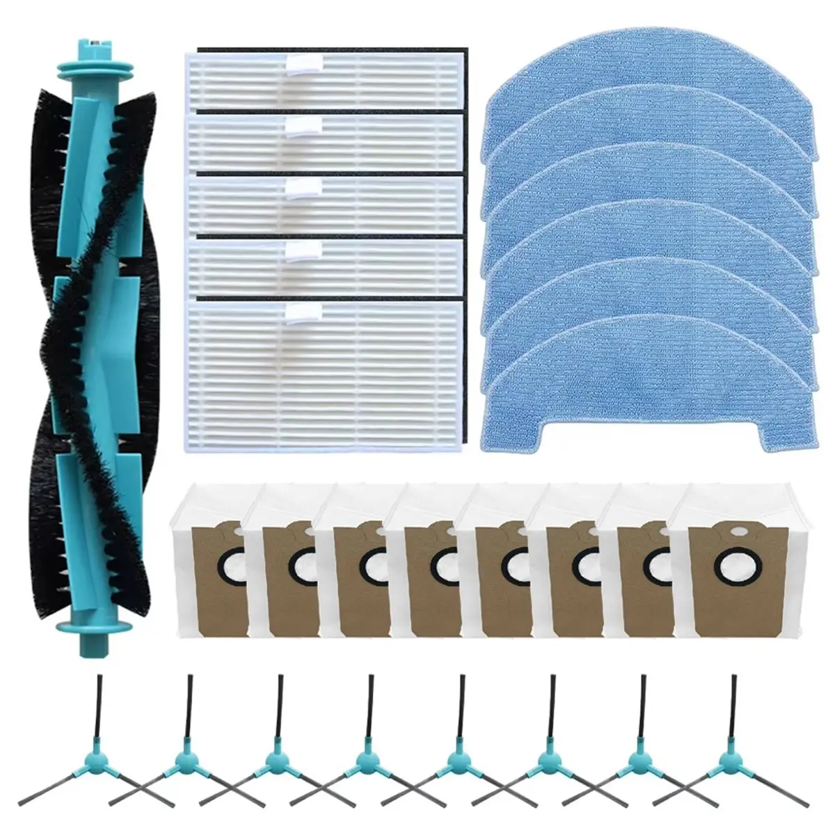 

28 шт. для пылесоса T20 Pro, запасные части, основная щетка, боковая щетка, HEPA-фильтр, швабра, тканевый мешок для пыли