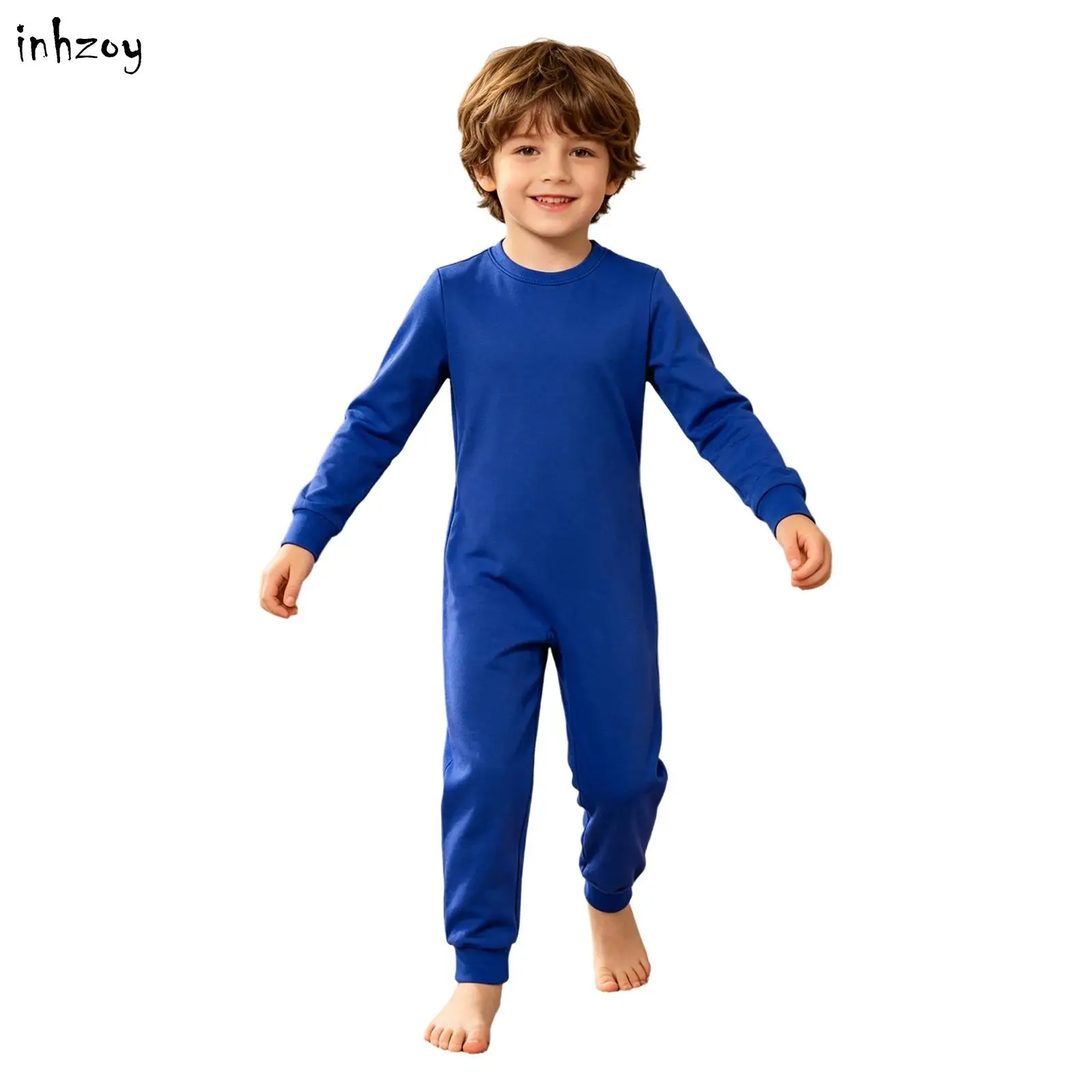 Children Boys Girls Special Needs Adaptive Jumpsuit Solid Color Round Neck Long Sleeve Zipper Cotton Daily Leisure Bodysuit