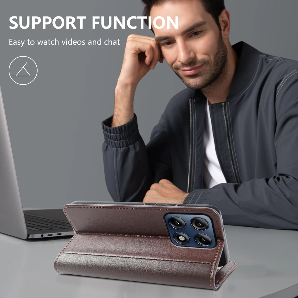 Genuine Leather Flip Case For Motorola Moto Edge 70 Pro Fusion 50 Ultra G37 G67 G57 Power G47 G77 Signature X70 Air Phone Cover