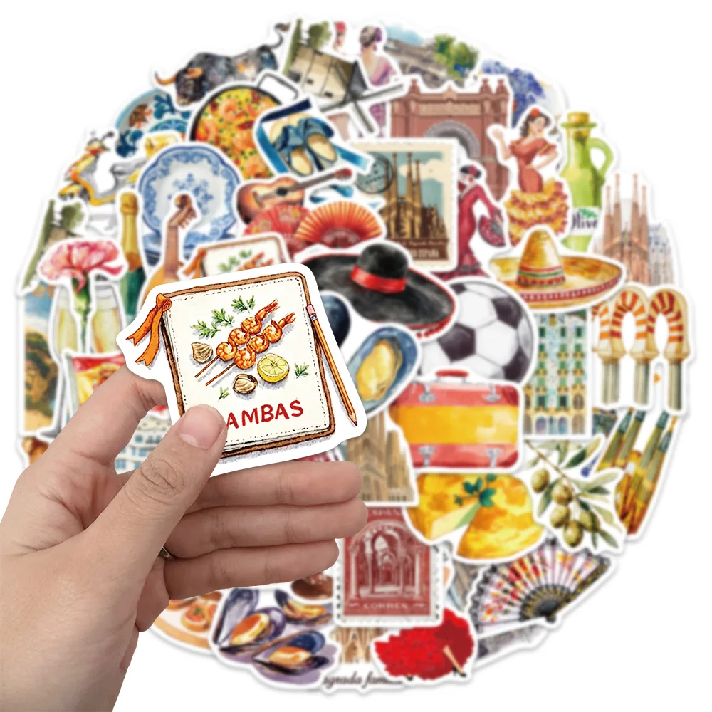 50PCS Spanish Aesthetic Personalized Cartoon Theme Stickers DIY Phone Case Postcard Notebook Speaker Decorative Stickers