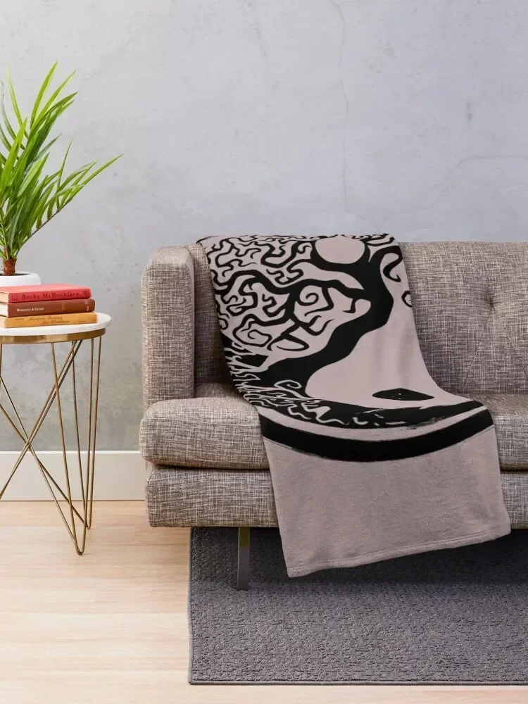 Yin Yang White and Black Bonsai Tree Symbol Throw Blanket Cute Plaid Bed Fashionable Bed Soft Blankets