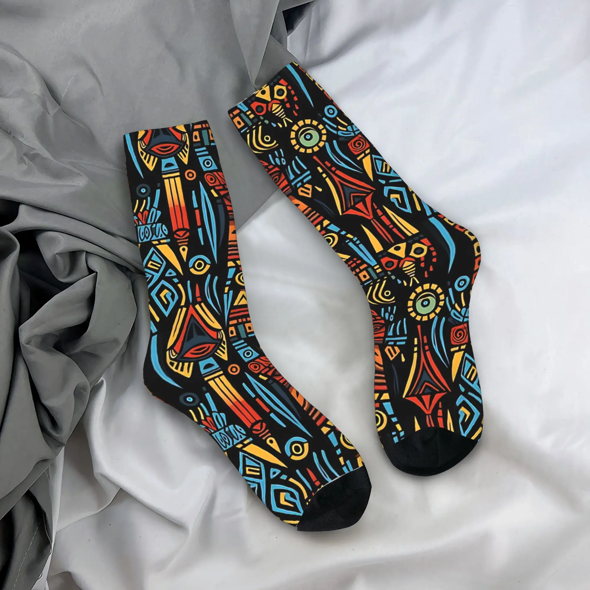 Seamless African Style Tile Pattern Socks Stockings  Fashion Socks Women Men Socks Winter Running Non Slip Socks Birthday Gift
