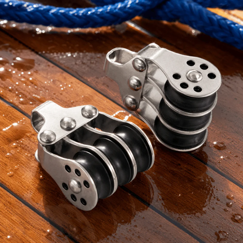 Marine Applications Stainless Steel Rope Pulley Nylon Rollers Locking Mechanism Boat Pulley Cable Pulley Sailing Anchoring
