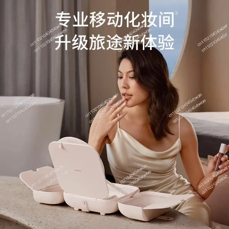 Bag mirror makeup mirror with light led portable foldable portable intelligent fill light dressing beauty