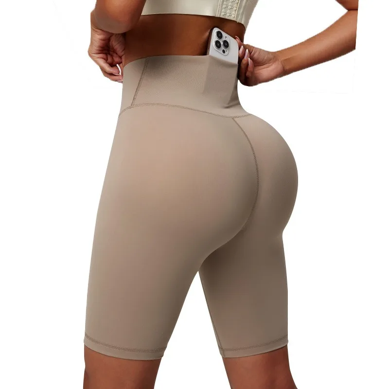 

High Waist Yoga Shorts Women's Top Flat Angle Shaper Pants Postpartum Buttocks Lifting Body Shaping Hip Slim Shorts Trainer