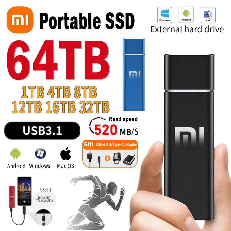 2025 New Xiaomi Portable External Hard Drive Original SSD 64 1 tb Hard Disk Memory High-Speed M.2 Storage for PC/Desktop/MacBook