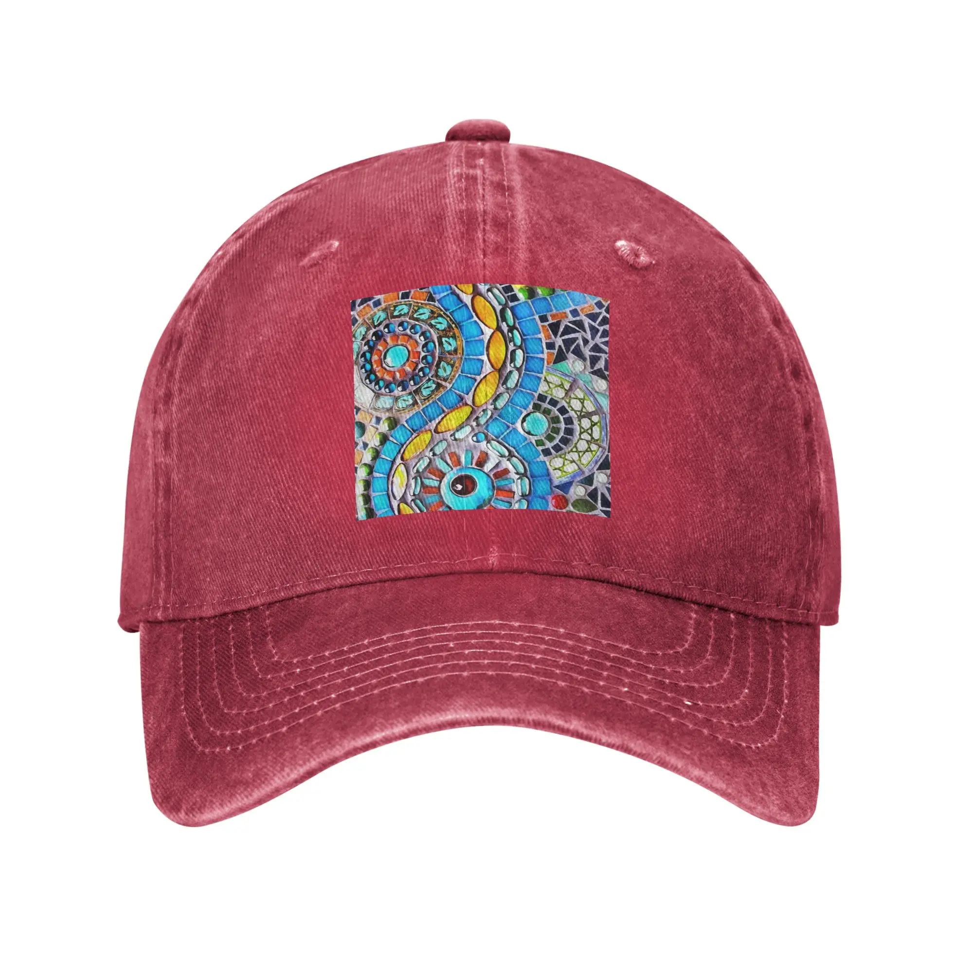 Gaudi Barselona Mosaic Washed Denim Cap Casual Baseball Caps Adjustable Hat Summer Unisex Baseball Hats