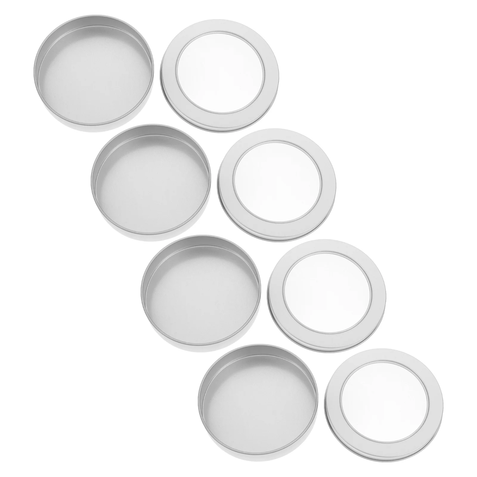 

4Pcs Round Tinplate Sugar Sleek Solution Confectionery Needs Multifunctional Design Metal Storage Box Indoor Dessert