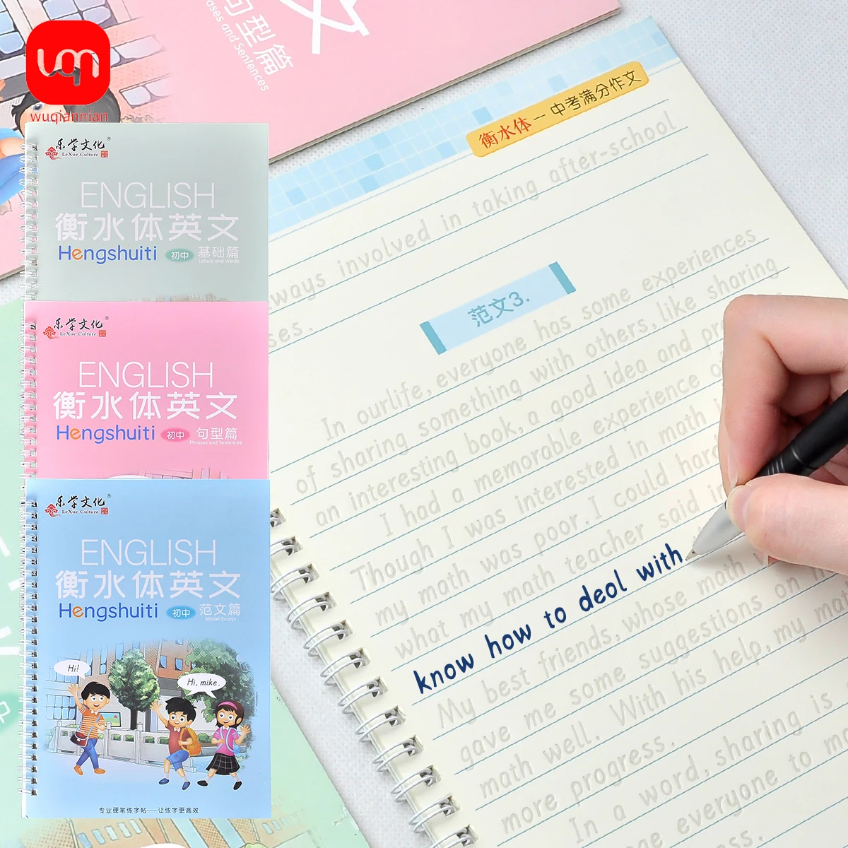 Hengshui-Inglês Caligrafia Copybook para Adultos e Crianças, Repetir Pen, Escrever Livros, Material Escolar