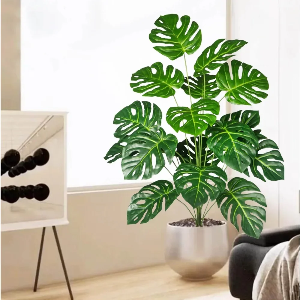 1PC Artificial Plants Large Tropical Palm Tree Fake Banana Plants Leaves Real Touch Plastic Monstera for Home Garden Party Decor