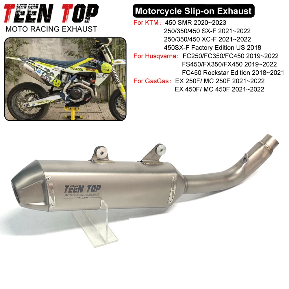 

Titanium Alloy Motorcycle Escape For Husqvarna FC250/FC350/FC450/FX350 Slip-on Exhaust Muffler Middle Pipe FS450 19-22