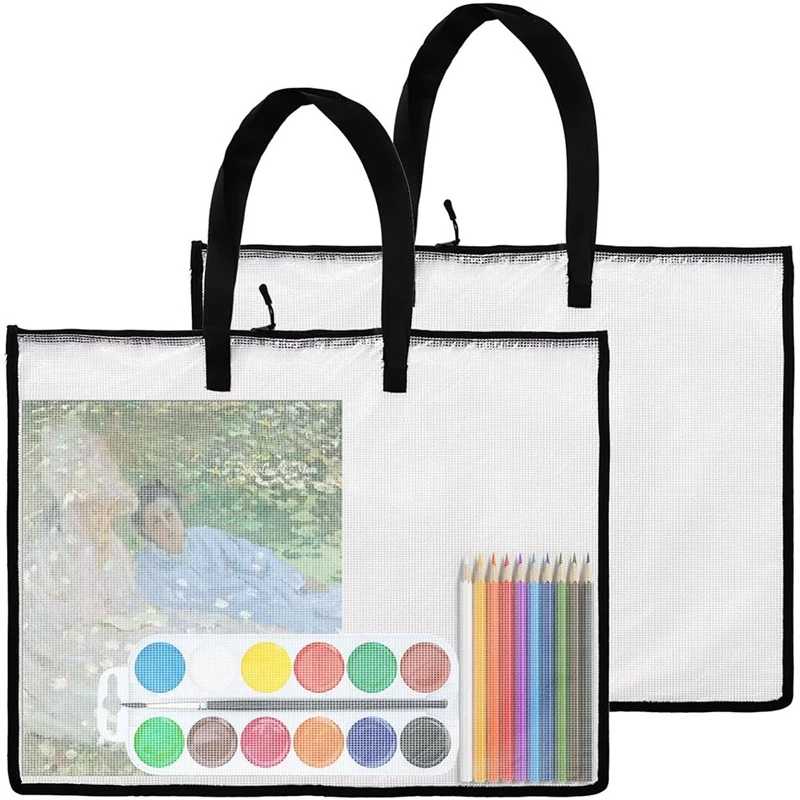 19X25 Art Portfolio Bags,Clear Portfolio Folder For Artwork,Waterproof Poster Storage Bags+Handle For Drawing Board