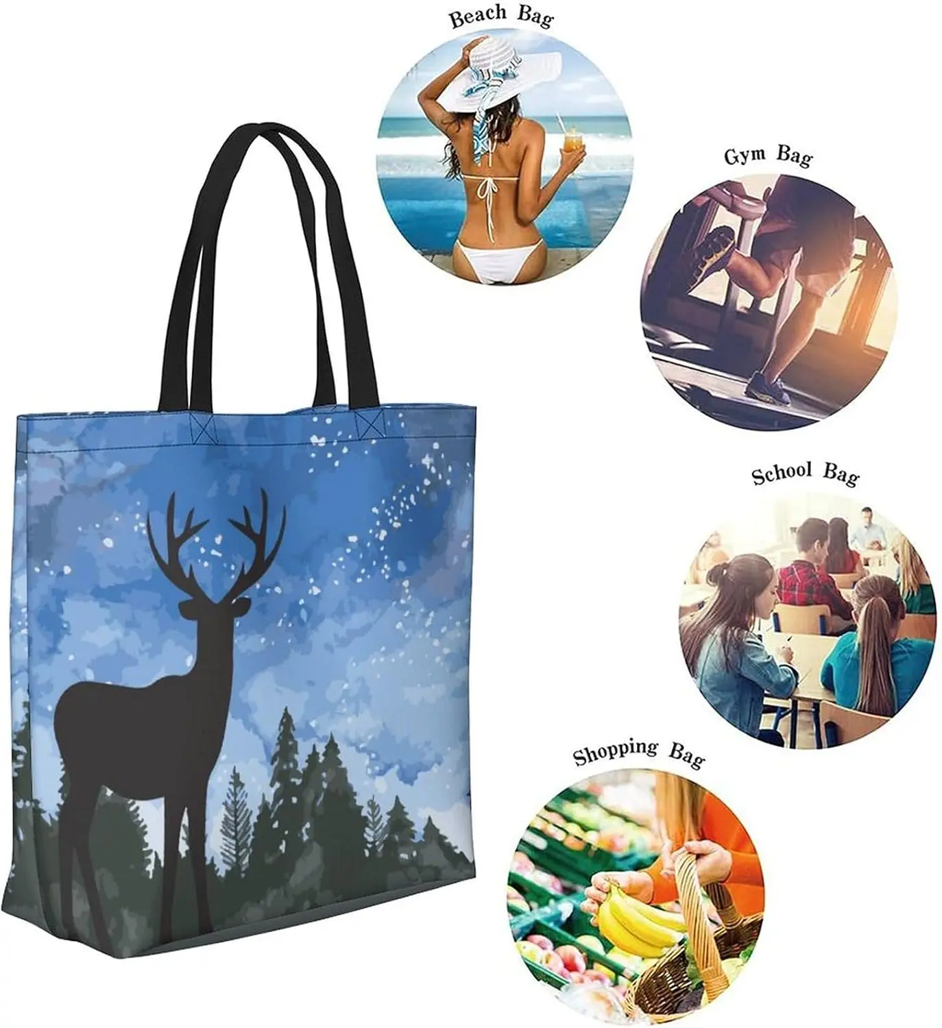 Bolso de mano de lona para mujer, bolso de hombro informal grande, bolso reutilizable para compras en la playa, bolsa de comestibles para exteriores