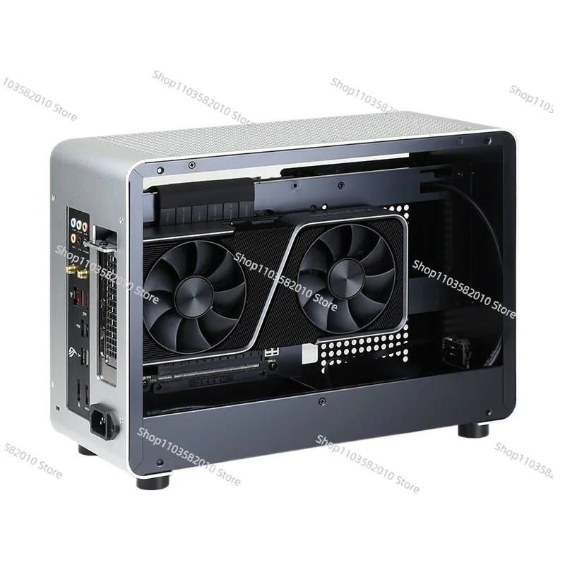 All Aluminum A4 ITX Mini Small Case, Transparent Side SFX Power Supply Portable Host Air Cooling