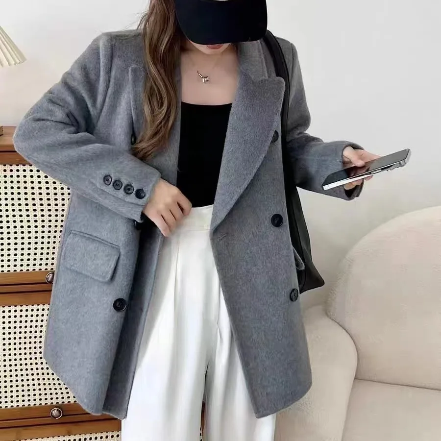 Double sided wool coat women's short style 2024 autumn and winter new high-end temperament casual small woolen coat