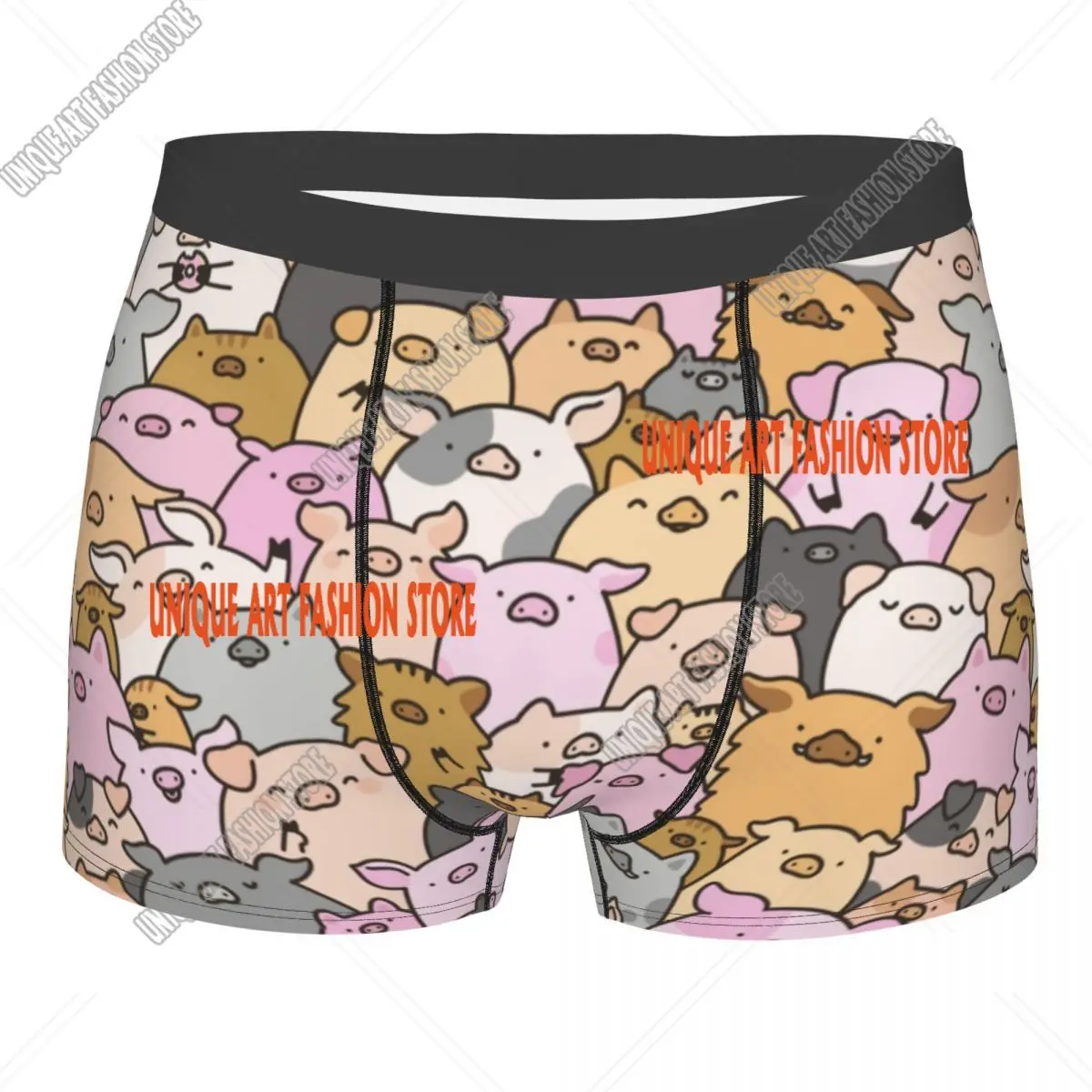 Custom Cute Colourful Pigs Piglets Pattern Underwear Male Print Animal Piggy Lover Boxer Briefs Shorts Panties Soft Underpants