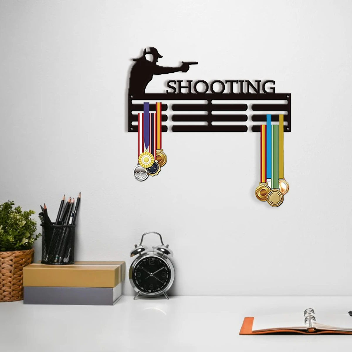 Individualized Design Customization Shooting Competition Medal Display Rack Wall Mounted Metal Medal Storage Rack Sports Pattern