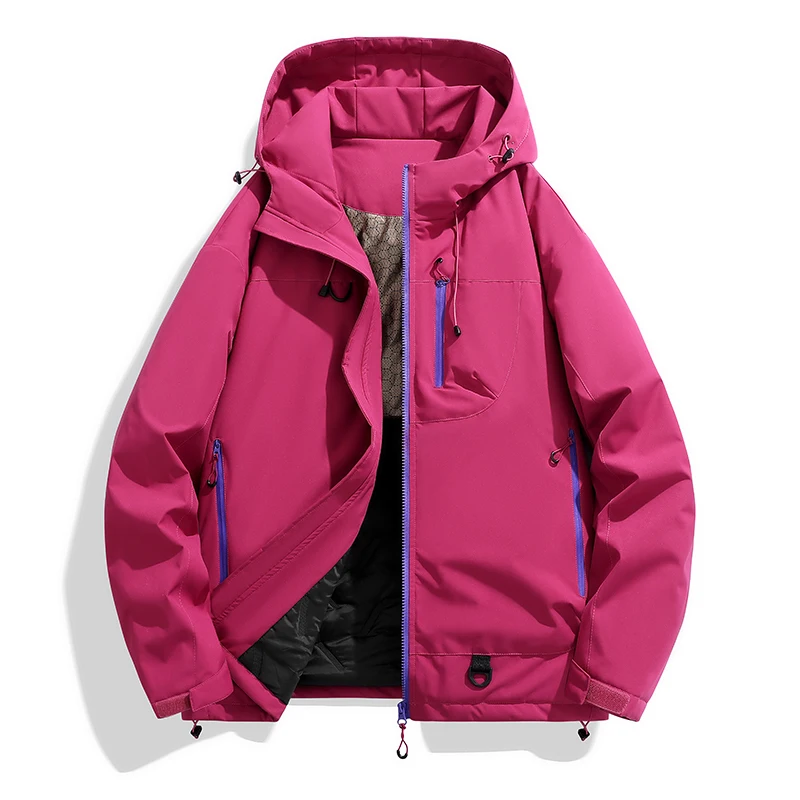 سترة قطنية سميكة للرجال والنساء للتسلق في الهواء الطلق، معطف شتوي دافئ بغطاء للرأس، تصميم للجنسين بقصة قياسية