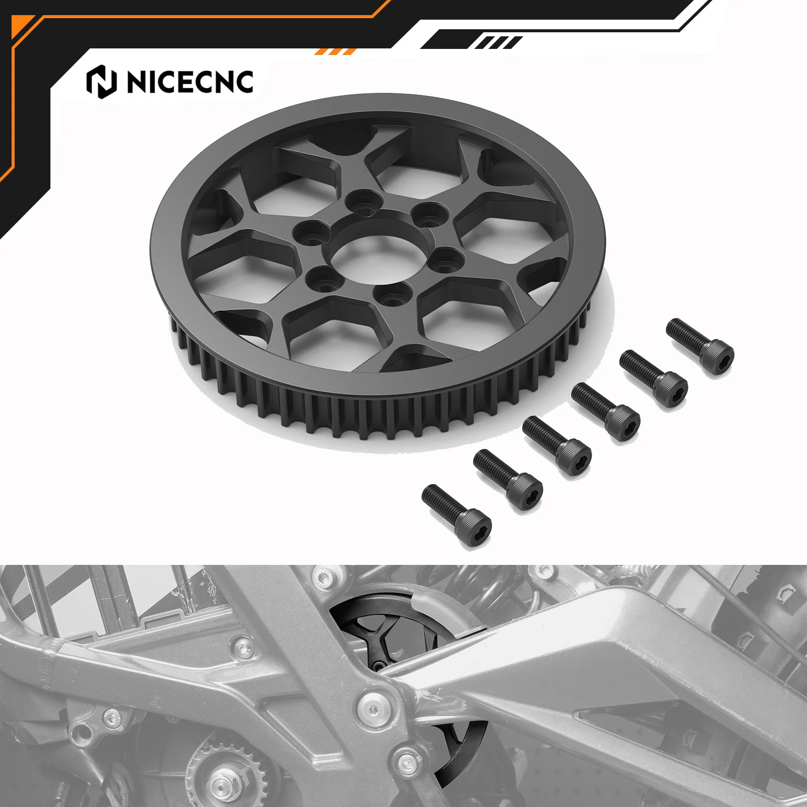 

NICECNC 45# steel Secondary Pulley Electrical Motorbike For Surron light bee X S L1E Segway X160 Segway X260 Black CNC Machined