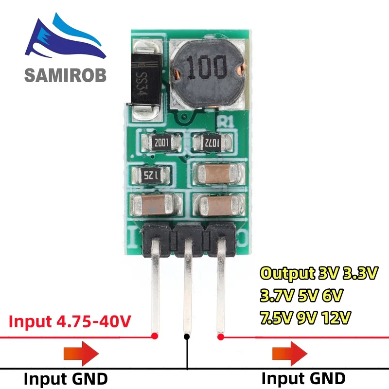 SAMIROB DD4012SA 1A DC 5-40V do 3V 3.3V 3.7V 5V 6V 7.5V 9V 12V Regulator DC-DC obniżania przetwornica płyta modułu