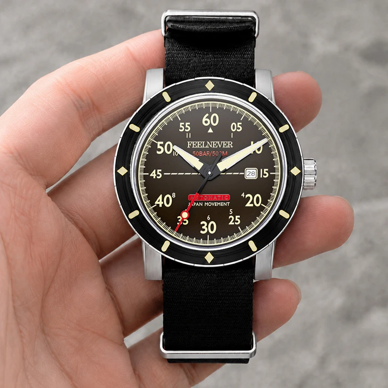 FEELNEVER Men's Mechanical Wristwatches 50Bar Waterproof Japan Movement Sapphire Automatic Watch for Men Relogios Masculino+BOX view 4