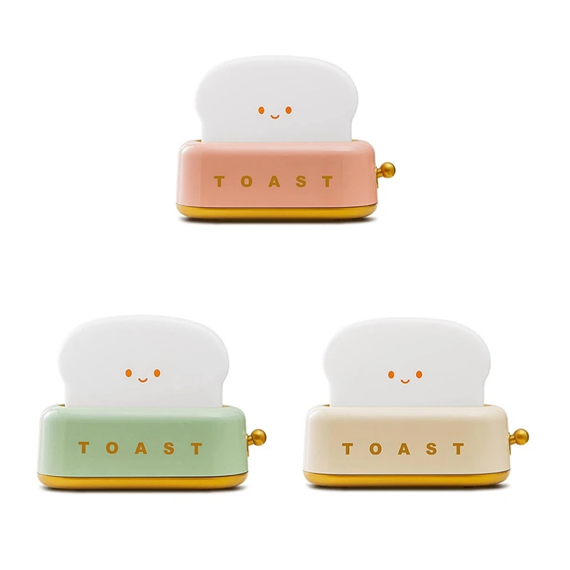 Cute Toast Night Light,LED Smile Bread Toast Night Lamp,Rechargeable USB & Timer,Birthday Gifts For Teenager