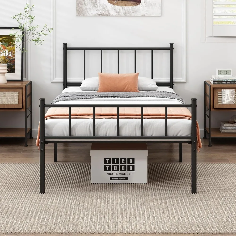 

Twin Bed Frame-Classic Metal Platform Bed Frame,Mattress Foundation with Steel Slat Support,Under Foundation Storage