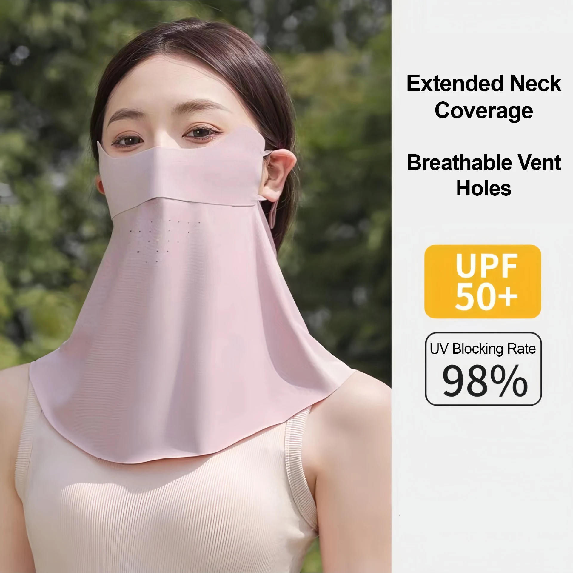 Women Sun Protection Face Mask Cycling Neck Gaiter Ice Silk Breathable Vents Thin Lightweight Hiking Driving Ladies Face Cover