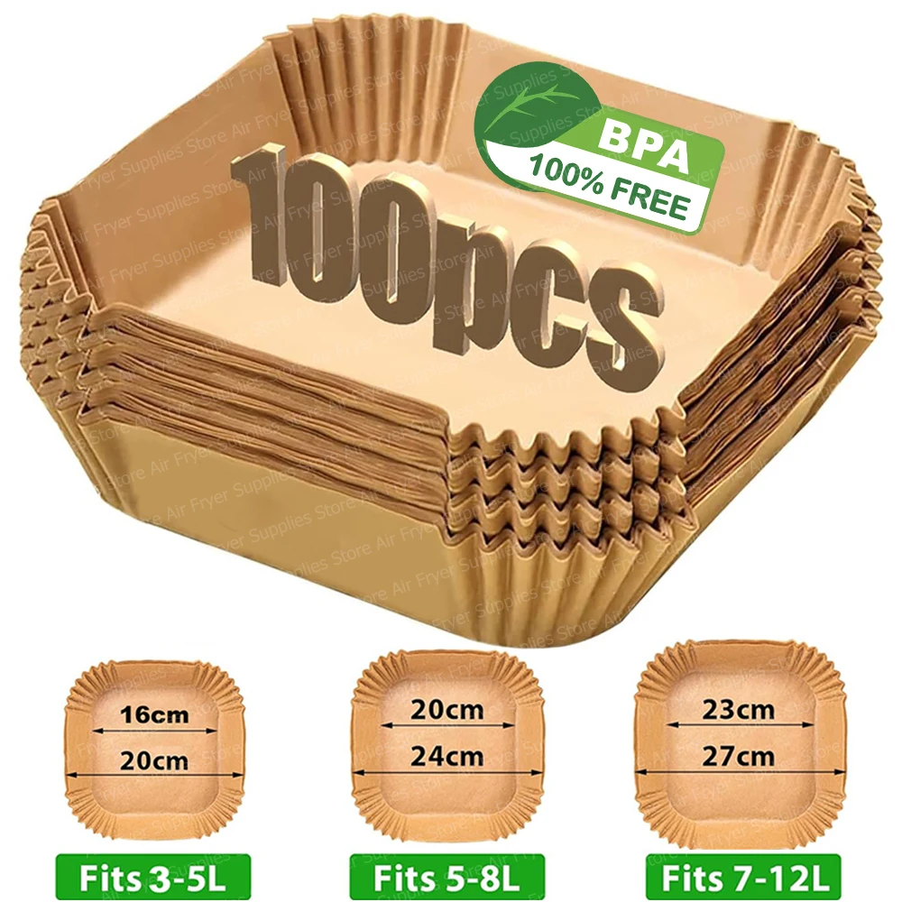 

Air Fryer Baking Paper Square Air Fryer Parchment Paper Liners for Ninja/Cosori/Instant Pot 3-12L Airfryer Kitchen Accessories