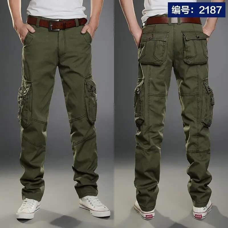 Militarily Tactics Multiple Pockets Cargo Pants Men Large Size Joggers Pants Trouser Loose Outdoor Army Buttons Streetwear New