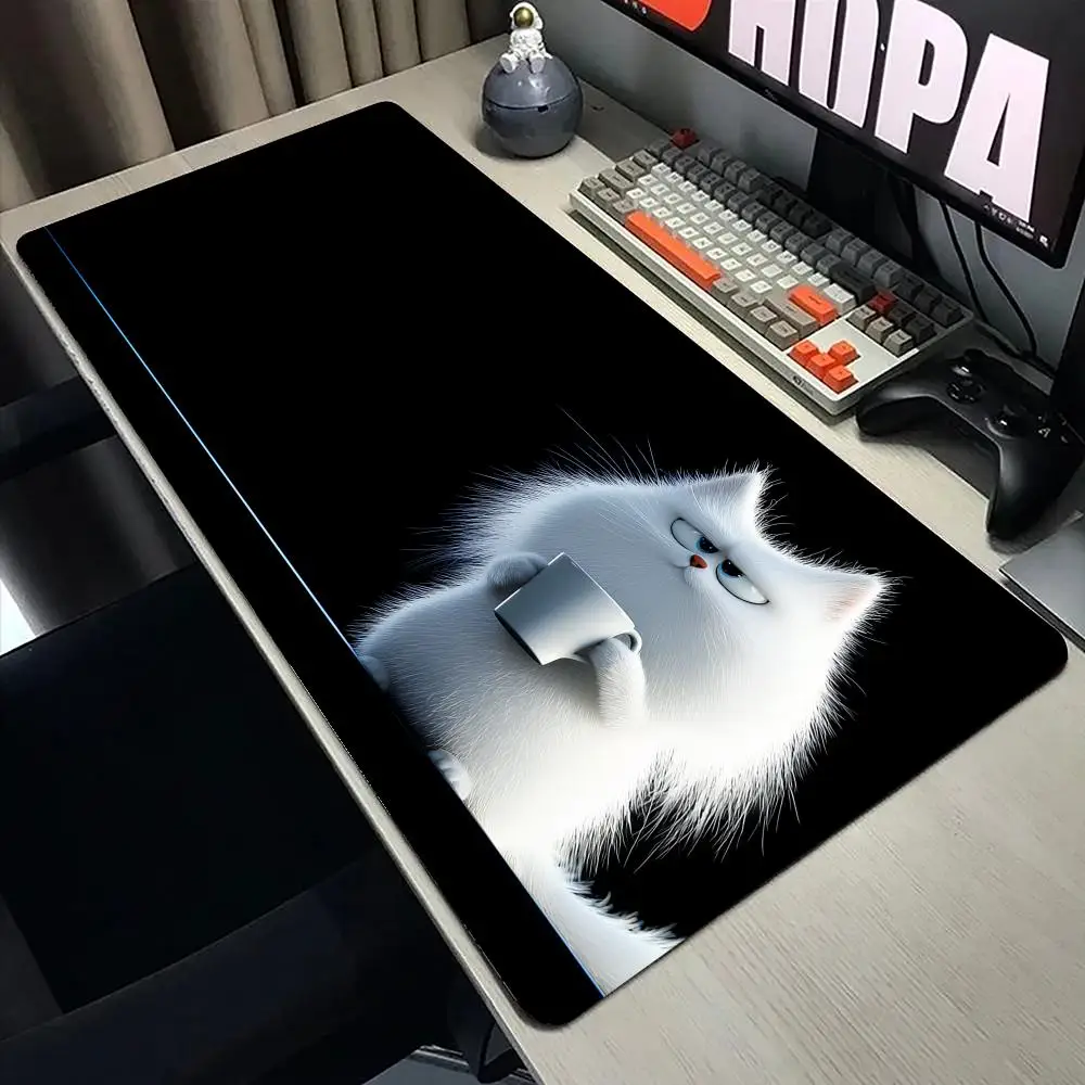 

Funny black cat Mouse Pads Cute Cat Computer XXL Mausepad Company Desk Mat Large Kawaii Cushion Office Accessories Rug 900*400mm
