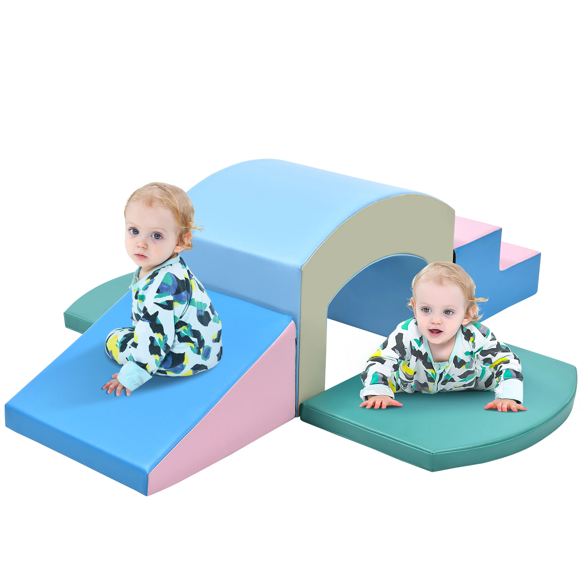 Soft Foam Playset For Toddlers Indoor Active Playset For Climbing Crawling Sliding Building Blocks For Preschoolers Kids