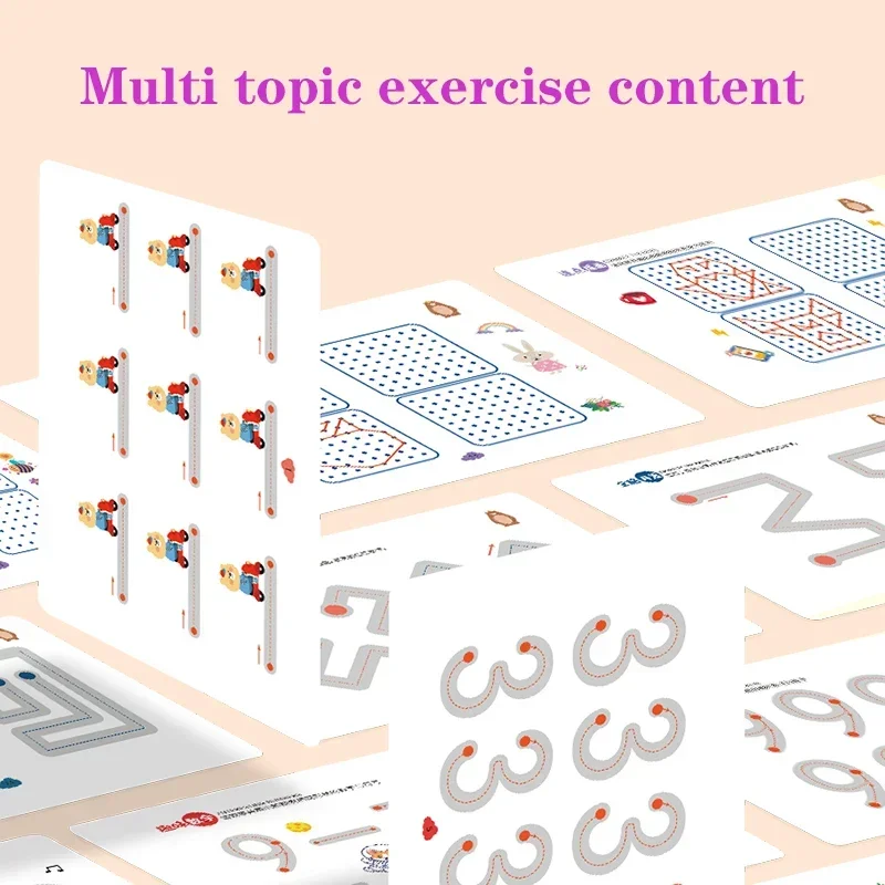 Children's Magic Practice Book Magic Tracking Manual Montessori Pen Control Training Card Reusable Tracking Education Book