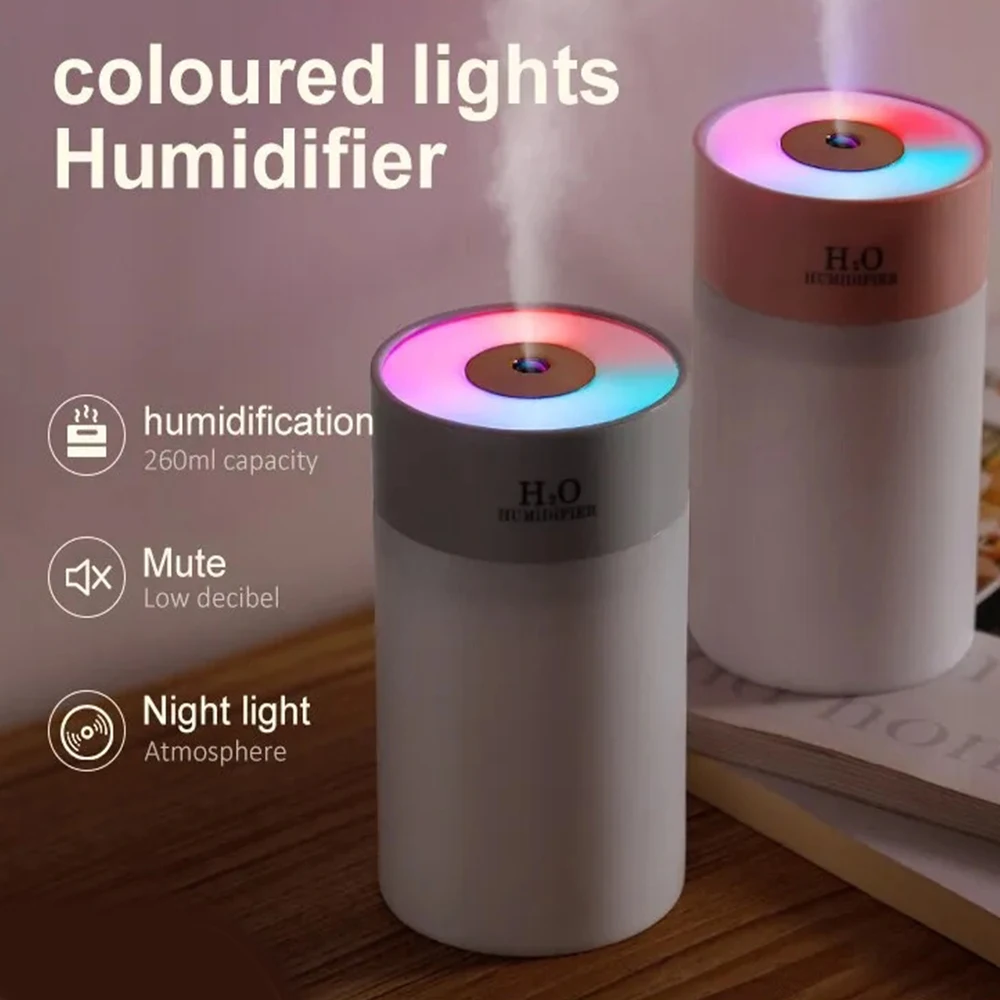 Portable USB Ultrasonic Air Humidifier Essential Oil Diffuser Car Purifier Aroma Anion Mist Maker with LED Lamp Romantic Light