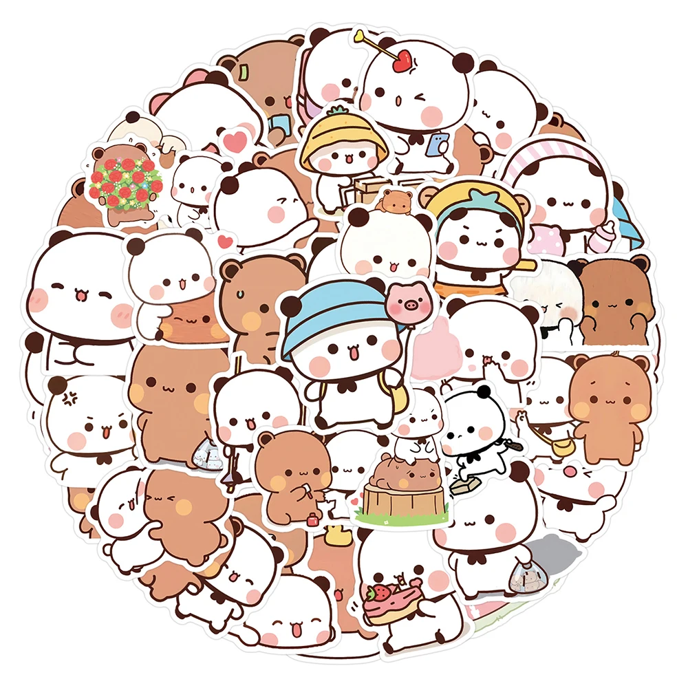 10/30/50/100 Stück Kawaii Bubu und Dudu Cartoon-Aufkleber Niedliches Bärenpaar Anime-Sticker für Skateboard, Tagebuch, Laptop, Handy-Dekoration
