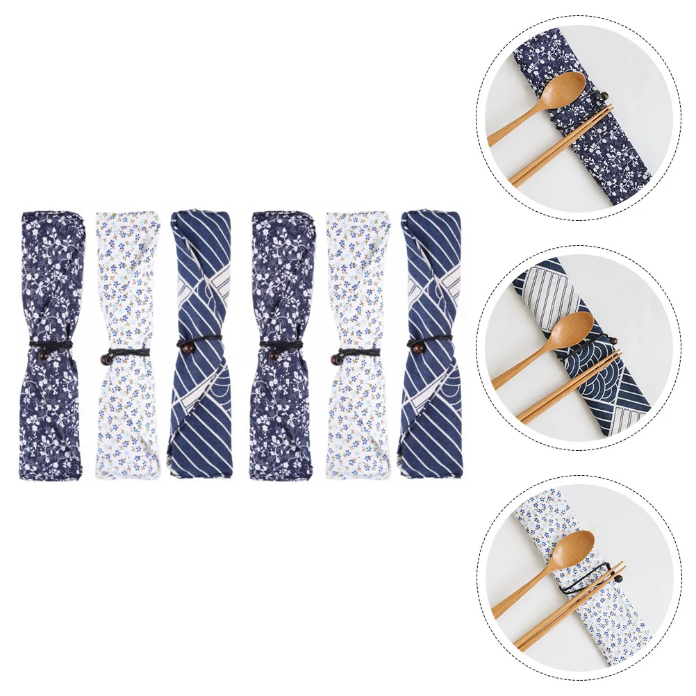 

6Pcs Multi-Function Cutlery Pouches Reusable Chopstick Case Flipping Design Easy Clean Storage Accessories for Picnic