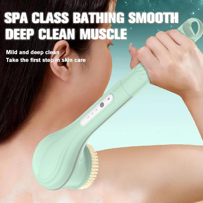 【ESSENTIALS 】For Full Body Cleansing And Exfoliation Electric Bath Brush-3-Speed Adjustable Back Scrubber Featuring 6 Attachment